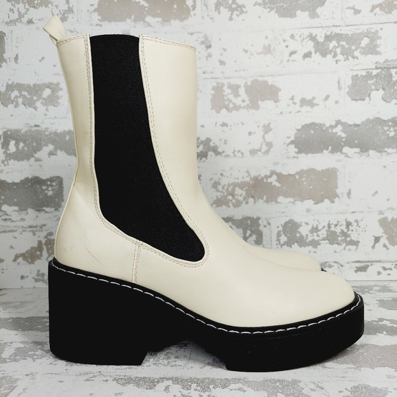 NEW Nine West Doleas 3 White Black Chunky Ankle Boots i258 - Picture 6 of 15